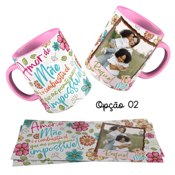 Caneca 325ml Dias das mães Personalizado Foto Nome Florir - Image 3
