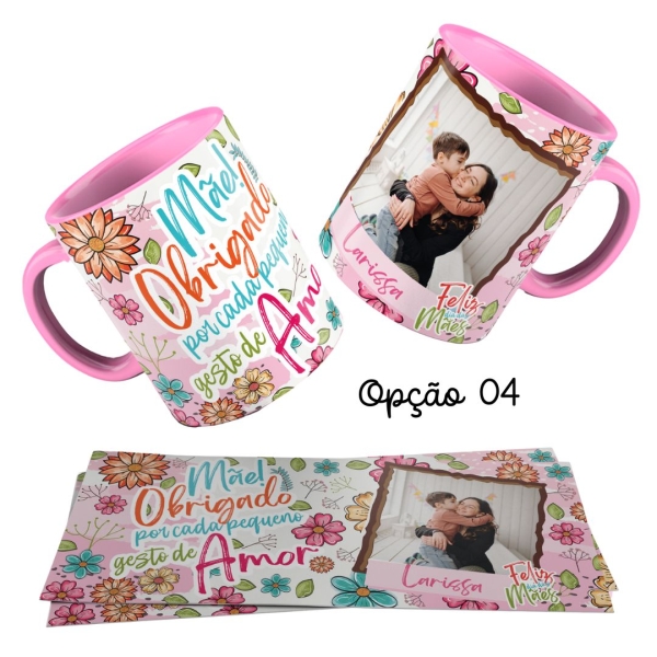 Caneca 325ml Dias das mães Personalizado Foto Nome Florir - Image 5