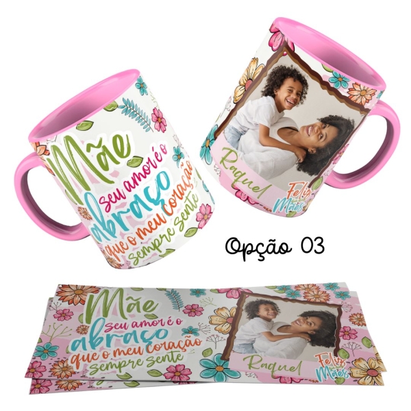 Caneca 325ml Dias das mães Personalizado Foto Nome Florir - Image 4