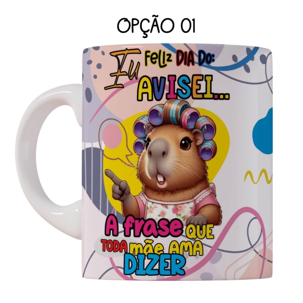 Caneca 325ml Presente Dia das Mães Capivara Frases