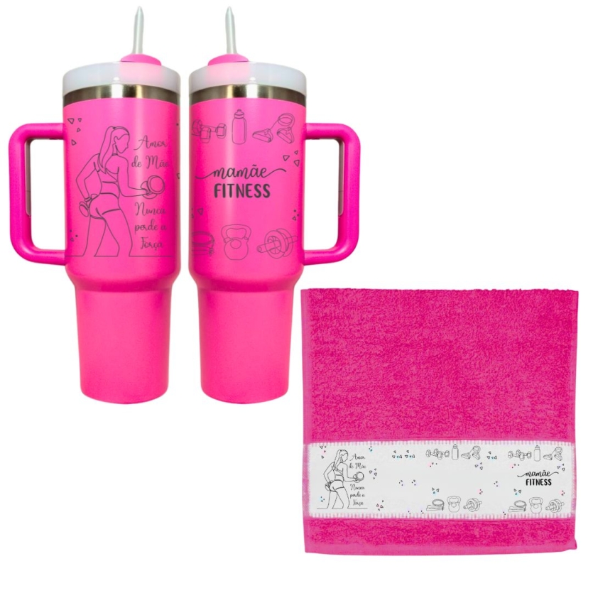 Kit presente dia das mães fitness Amor de mãe nunca perde a força