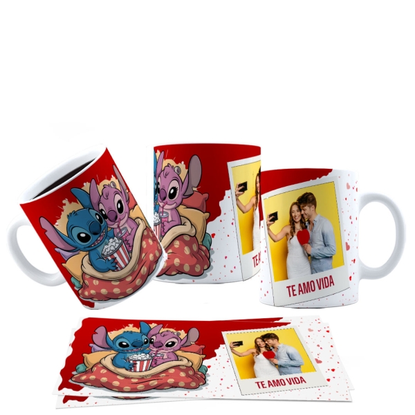 Caneca 325ml Stitch Angel Namorados Personalizado Foto - Image 4