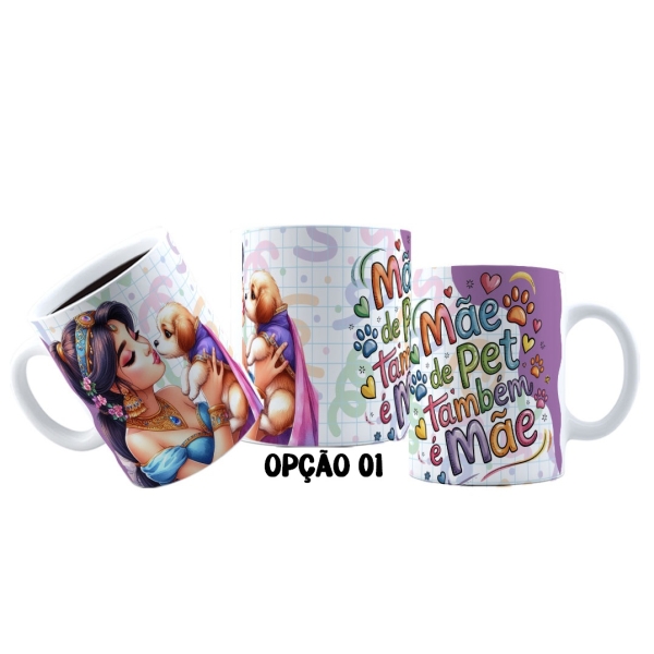Caneca 325ml Dia das mães de pet Princesas Jasmine Ariel