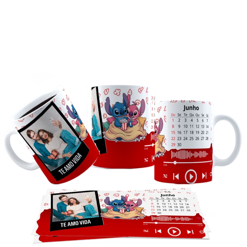 Caneca 325ml Stitch Angel Namorados Personalizado Foto