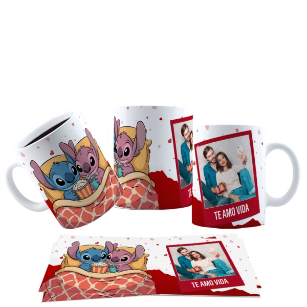 Caneca 325ml Stitch Angel Namorados Personalizado Foto - Image 3