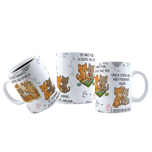 Caneca 325ml Namorado Gatinho Se der errado a gente recomeça