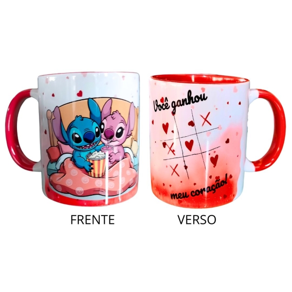 Kit Presente Namorados Stitch Angel Caneca Almofada Suporte - Image 3