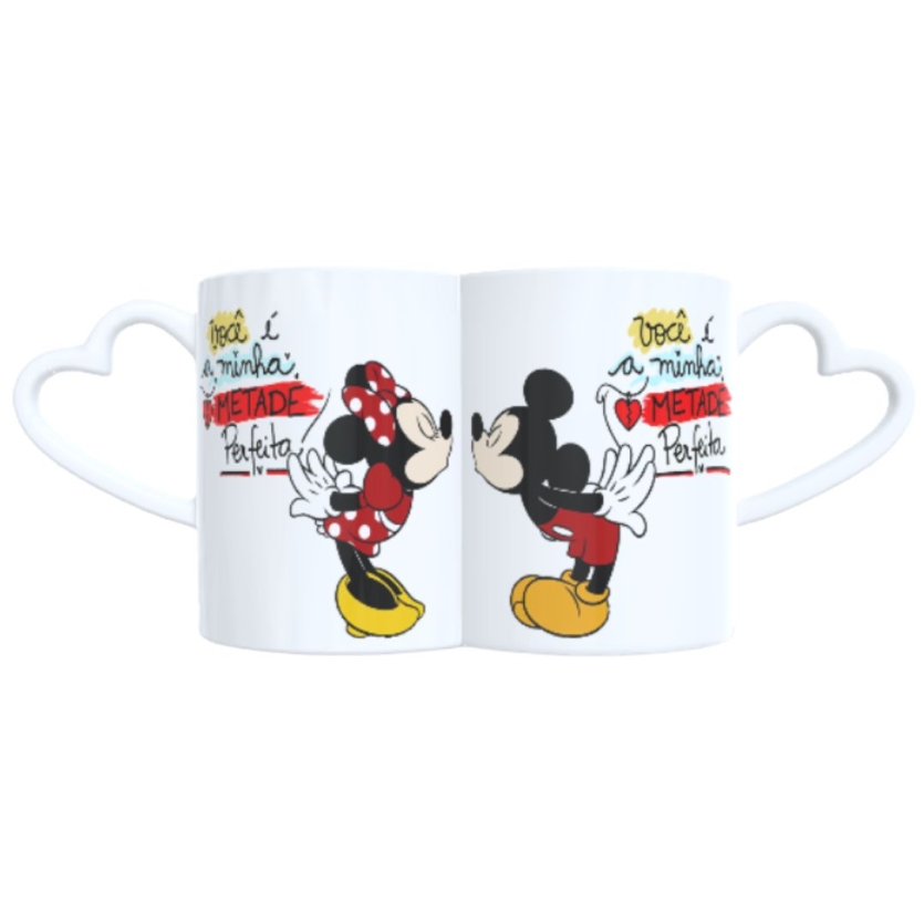 Kit 2 Canecas 325ml Minnie e Mickey Você é a minha metade