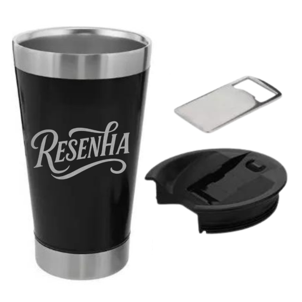 Copo Térmico C/ Tampa 500ml Inox Resenha Amigos Cerveja