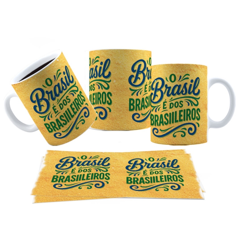 Caneca 325ml Cerâmica O Brasil é dos Brasileiros