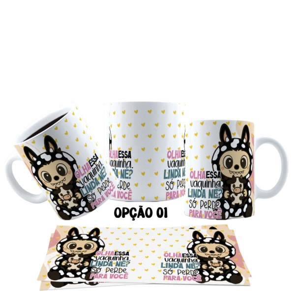 Caneca 325ml Labubu Lafufu Amigas Frases Engraçadas