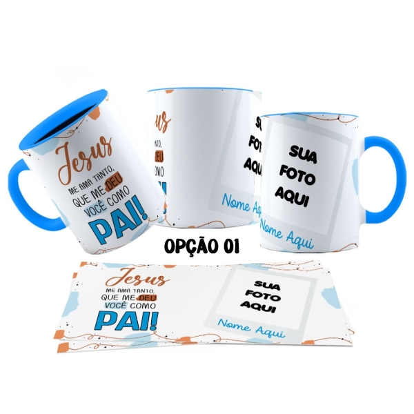 Caneca 325ml Dias dos pais Meu exemplo de fé Personalizada