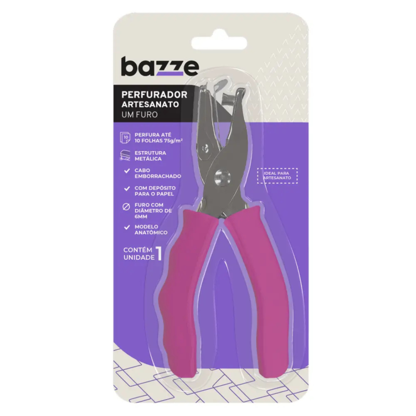 Perfurador Artesanato 1 Furo 6mm Cabo Anatômico Bazze