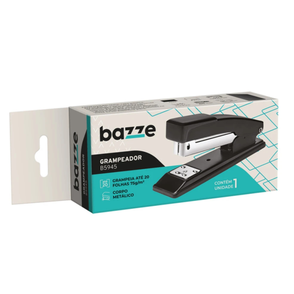 Grampeador 26/6 20 Folhas Metálico Preto Bazze - Image 3
