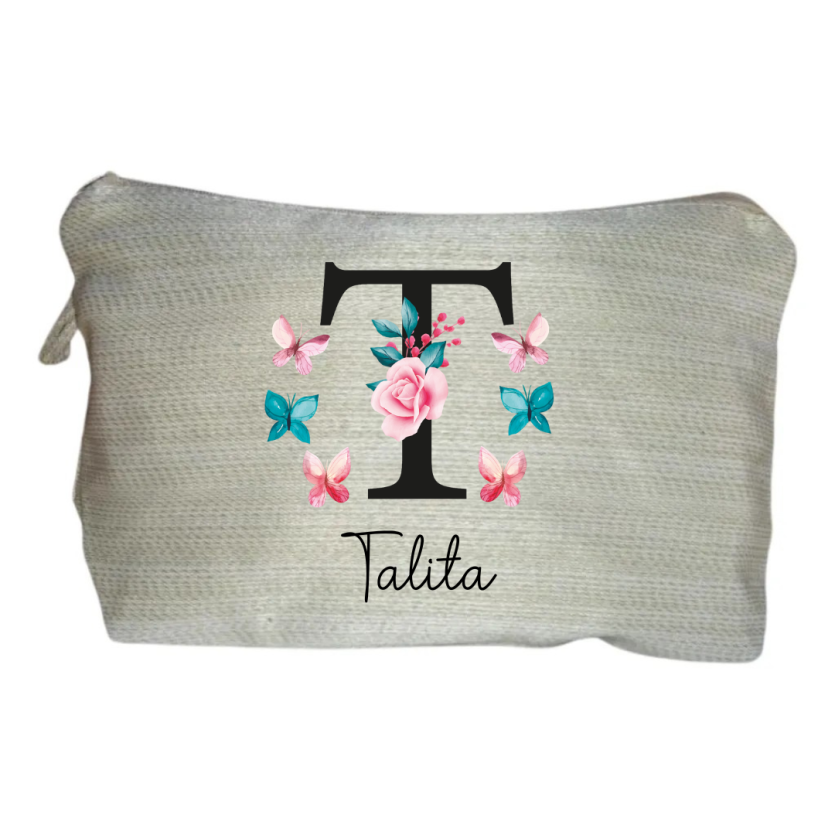 Necessaire Personalizada Nome Alfabeto Borboletas Presente