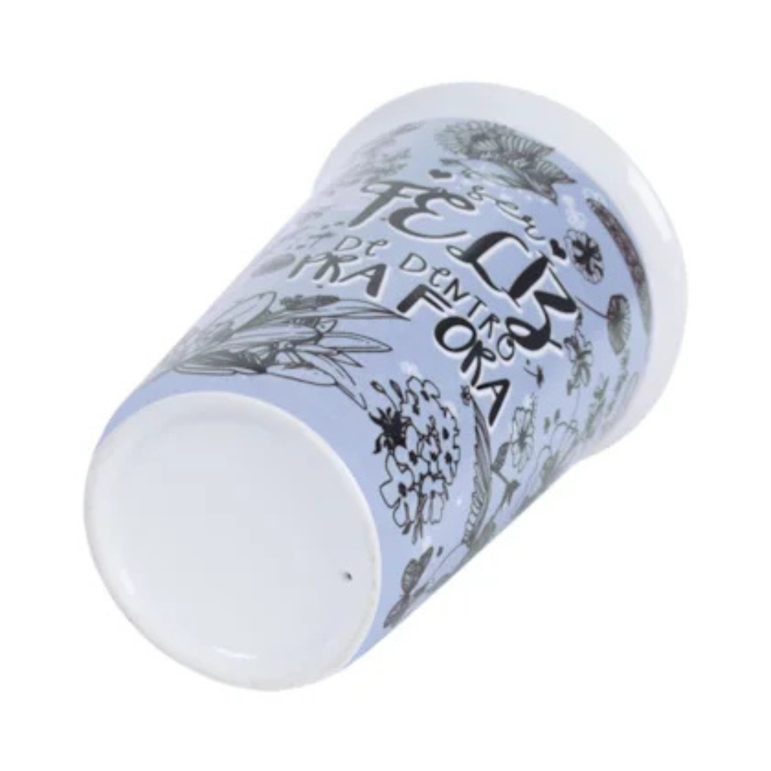 Copo Cerâmica Azul 300ml c/ Tampa Silicone – Ser Feliz - Image 4