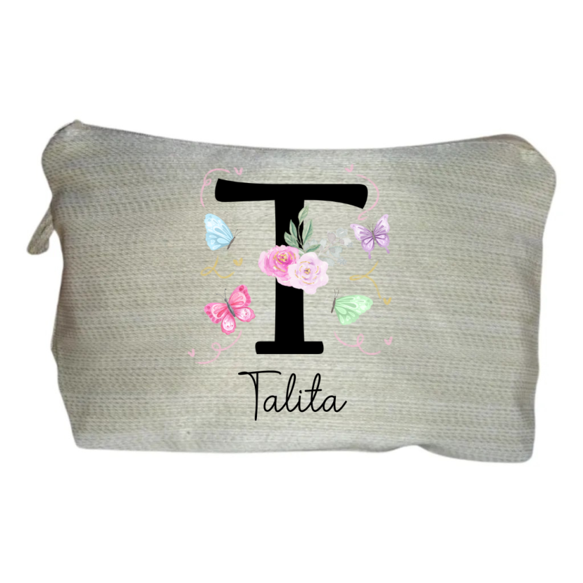 Necessaire Personalizada Nome Alfabeto Floral Presente Amiga
