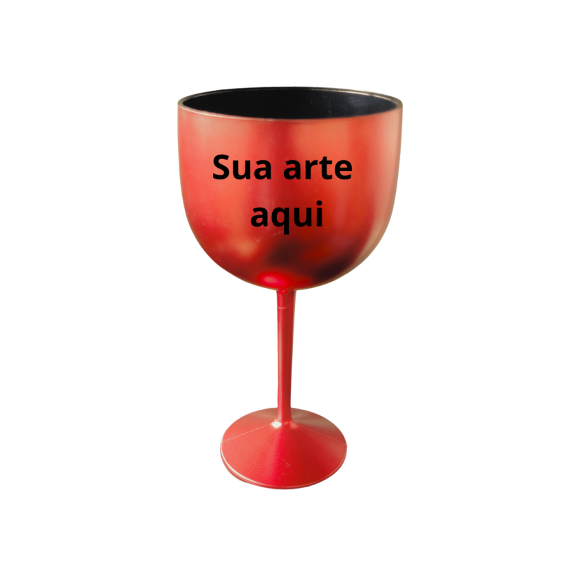 Taça Acrílica Vermelho Natal 400ml Personalizável p/Drinks