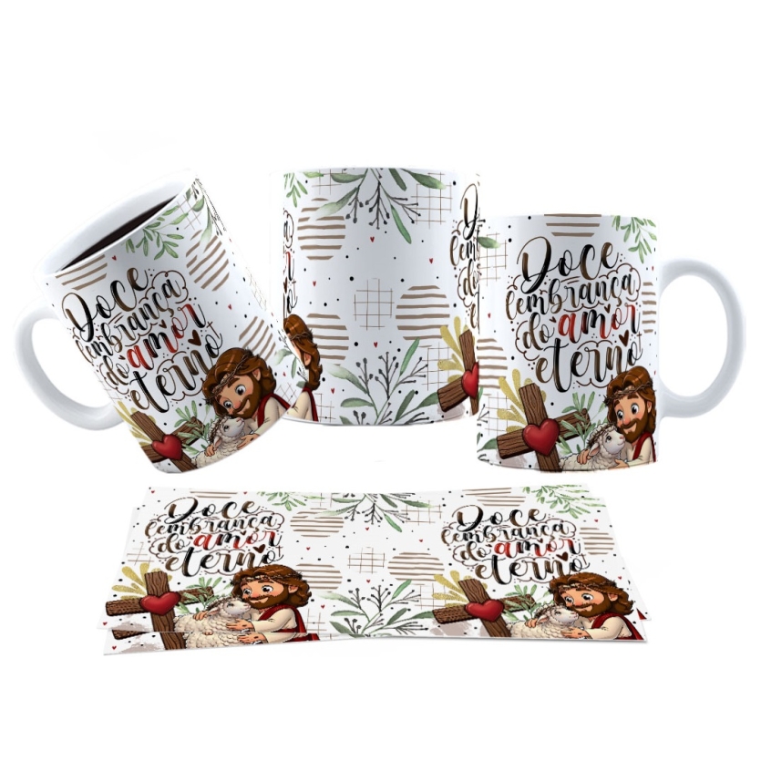 Caneca 325ml Jesus Páscoa Doce lembrança do amor eterno