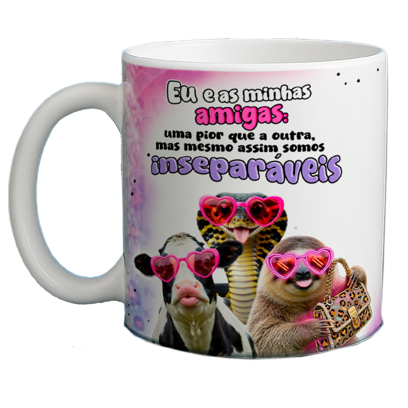 Caneca 325ml Amiga engraçada Eu e as minhas amigas uma pior