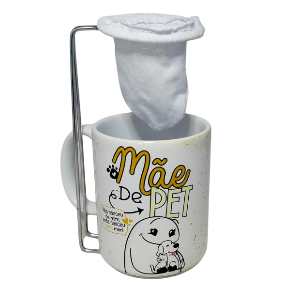Kit presente Mãe de Pet Caneca + Coador de Café Individual