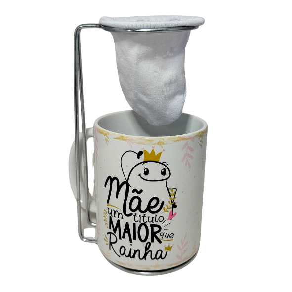 Kit presente Coador Café + Caneca Mãe um título maior que
