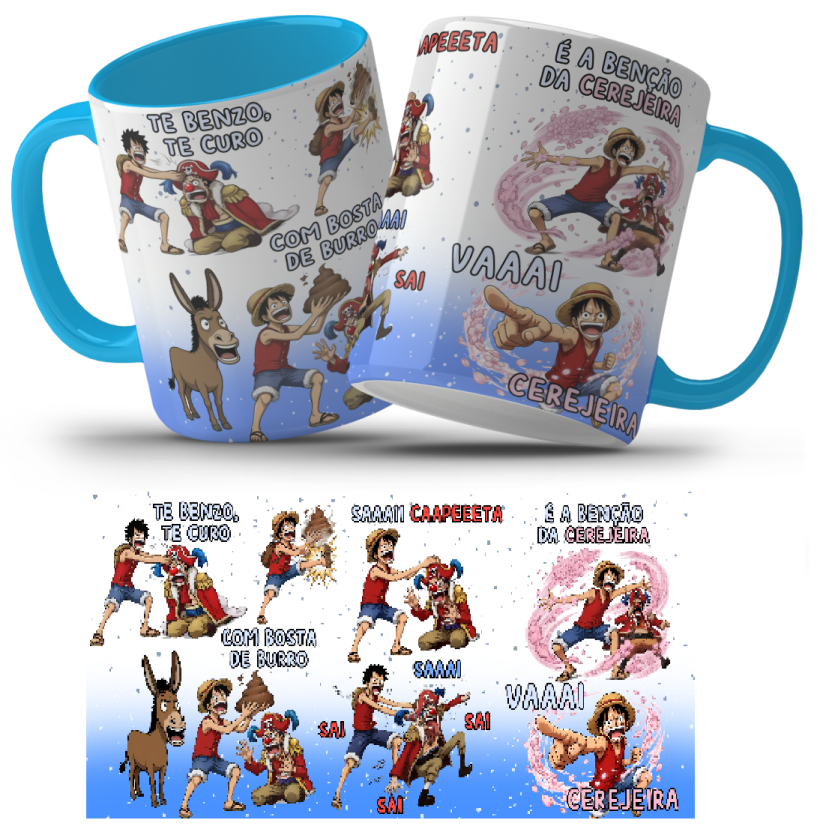 Caneca 325ml  One Piece Luffy Te Benzo, te curo com