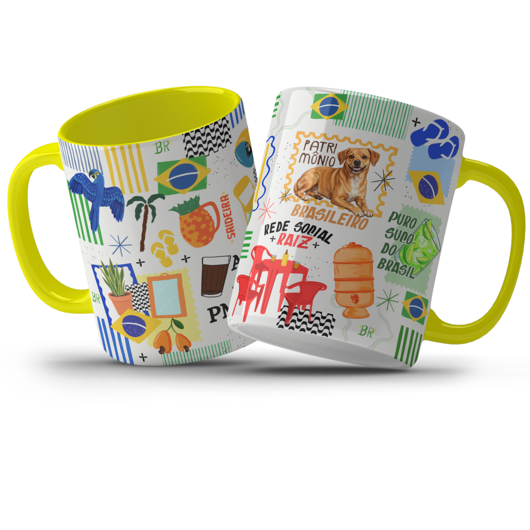 Caneca 325ml Brasilidades Caramelo Patrimônio Rede Social Raiz